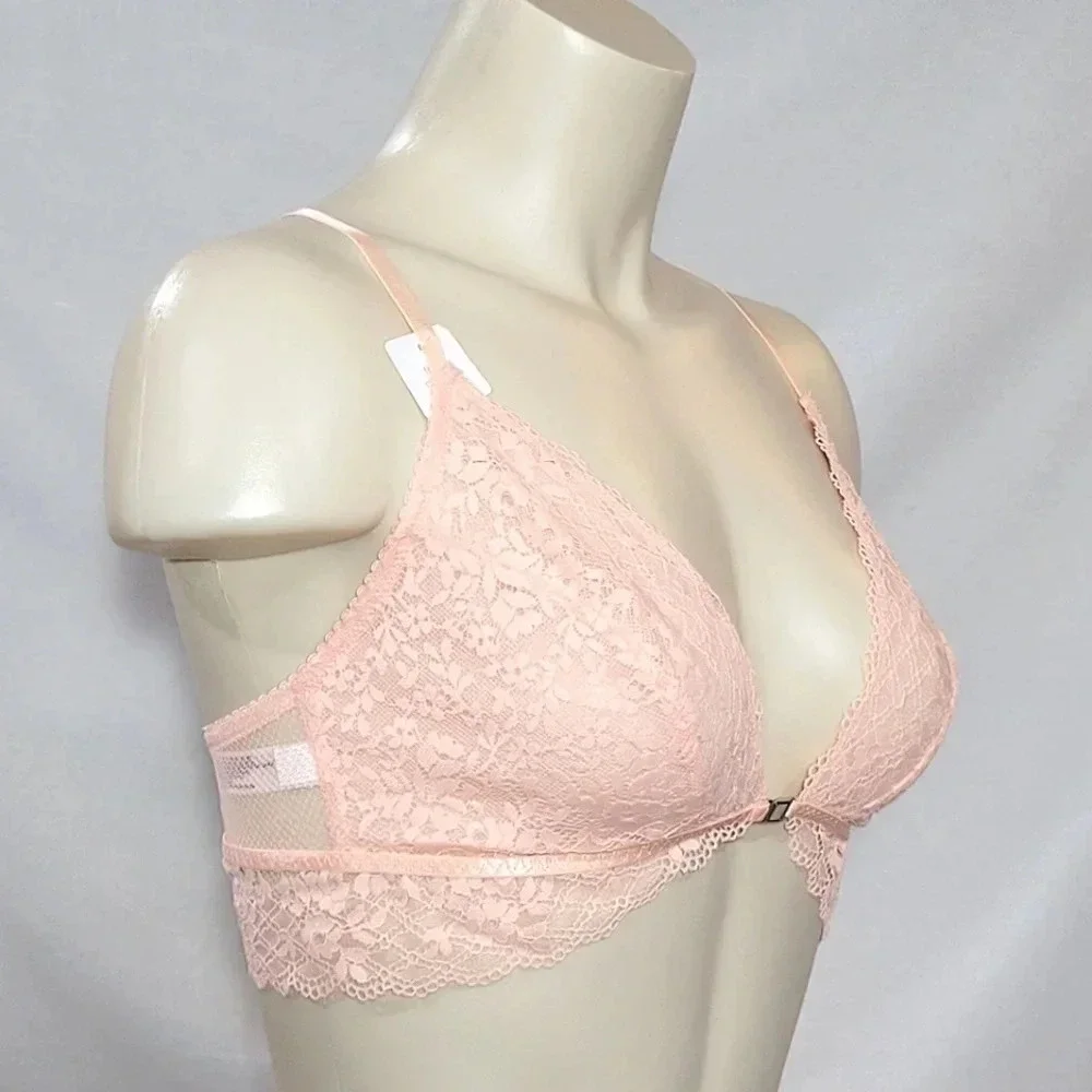 XS X-SMALL Gilligan O'Malley Front Close Lace Y-Back Bralette‎ Peach NWT